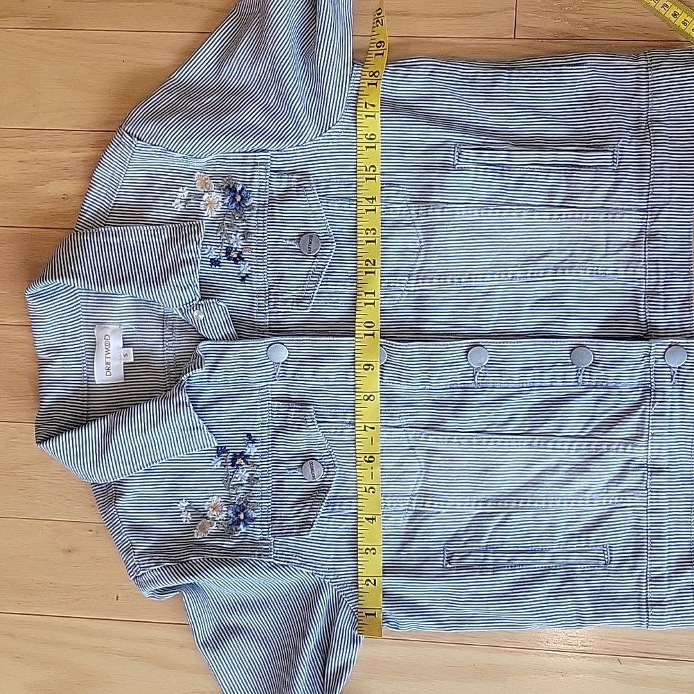 Driftwood Lagoon Striped Floral Embroidered Denim Jacket - Picture 16 of 16